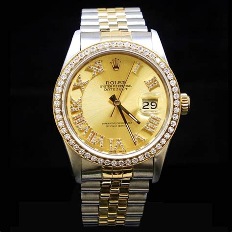 rolex replica roman numeral datejust with diamond bezel|36mm rolex datejust diamond bezel.